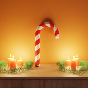 Candy Cane Large Papercraft 3D DIY low poly paper craft Noël Décorations de vacances