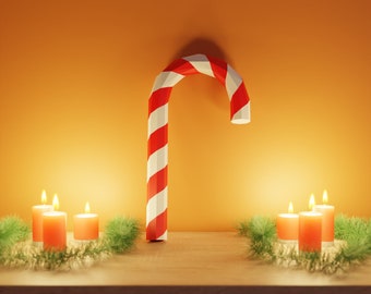 Candy Cane Large Papercraft 3D DIY low poly paper craft Christmas Holidays decoration
