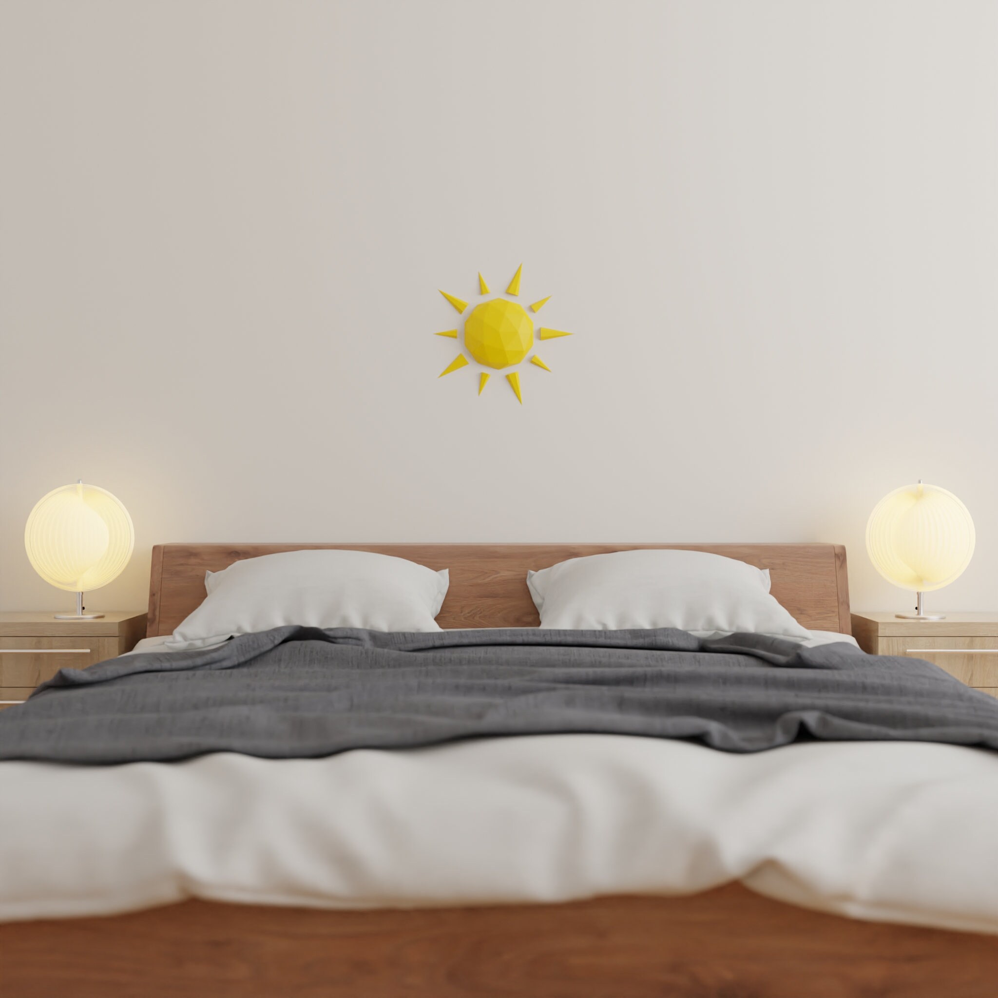 Sun Papercraft 3D DIY Low Poly Paper Crafts Origami Wall Decor Template ...