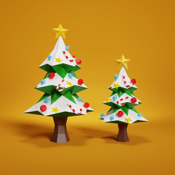 Papercraft 3d Christmas Tree Holiday Diy Christmas Low Poly Etsy