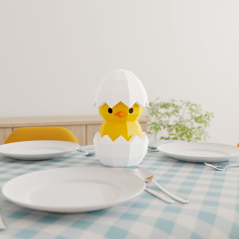 Chick in Egg Papercraft 3D DIY Low Poly Paper Crafts Easter | Etsy Canada
