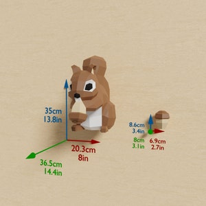 Squirrel Papercraft 3D DIY low poly paper crafts home decor model template image 7