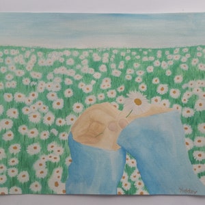 Original Gouache Painting ~ Delicate Daisies