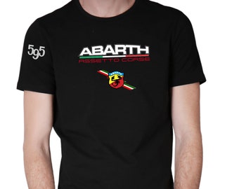 Abarth Corse Italie T-shirt 595 100% Premium Coton Sport Racing Réplique Performance Automobile Idée Cadeau pour Homme