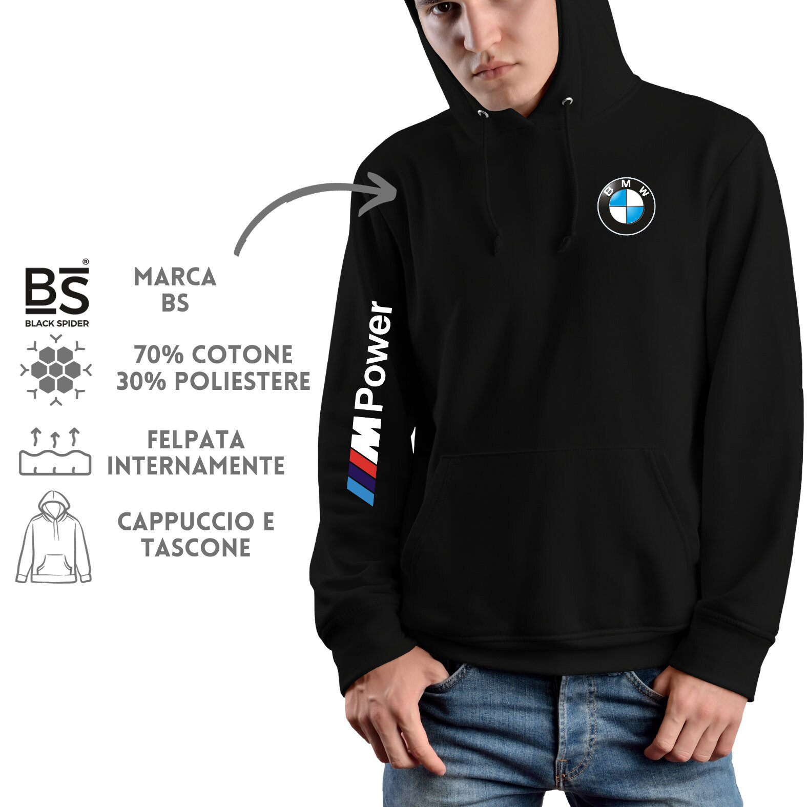 BMW Motorrad Motorsport Men's and Women's Hooded Sweatshirt BMW Motorrad Motorsport Men's and Women's Hooded Sweatshirt