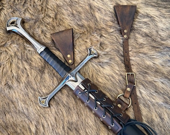 Medieval Leather Adjustable Weapon Frog / Sword Holder Sheath - Viking - Handcrafted in The USA