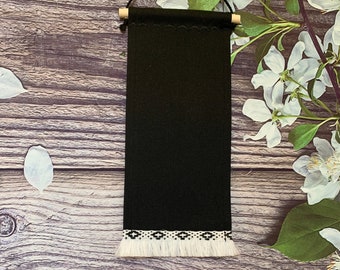 Tall Blank Canvas Banner, Rectangular Banner For Pin Collection, Black Rectangular Canvas Banner With Vintage Trim Tassel