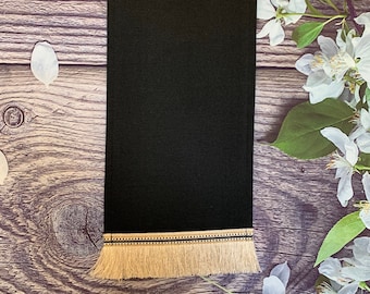Tall Blank Canvas Banner, Rectangular Banner For Pin Collection, Black Rectangular Canvas Banner With Vintage Trim Tassel