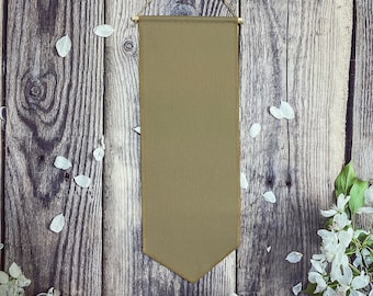 Khaki Enamel Pin Banner, Pin Display, Enamel Lapel Pin Display, Enamel Storage, Tall Pin Pennant In Khaki, Duck Canvas Pin Banner