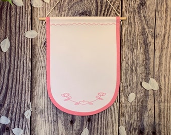 Large Pin Display With Beautiful Embroidery On The Bottom And Contrasting Double Fold Taped Edges, Wall Banner, Enamel Pin Board Storage