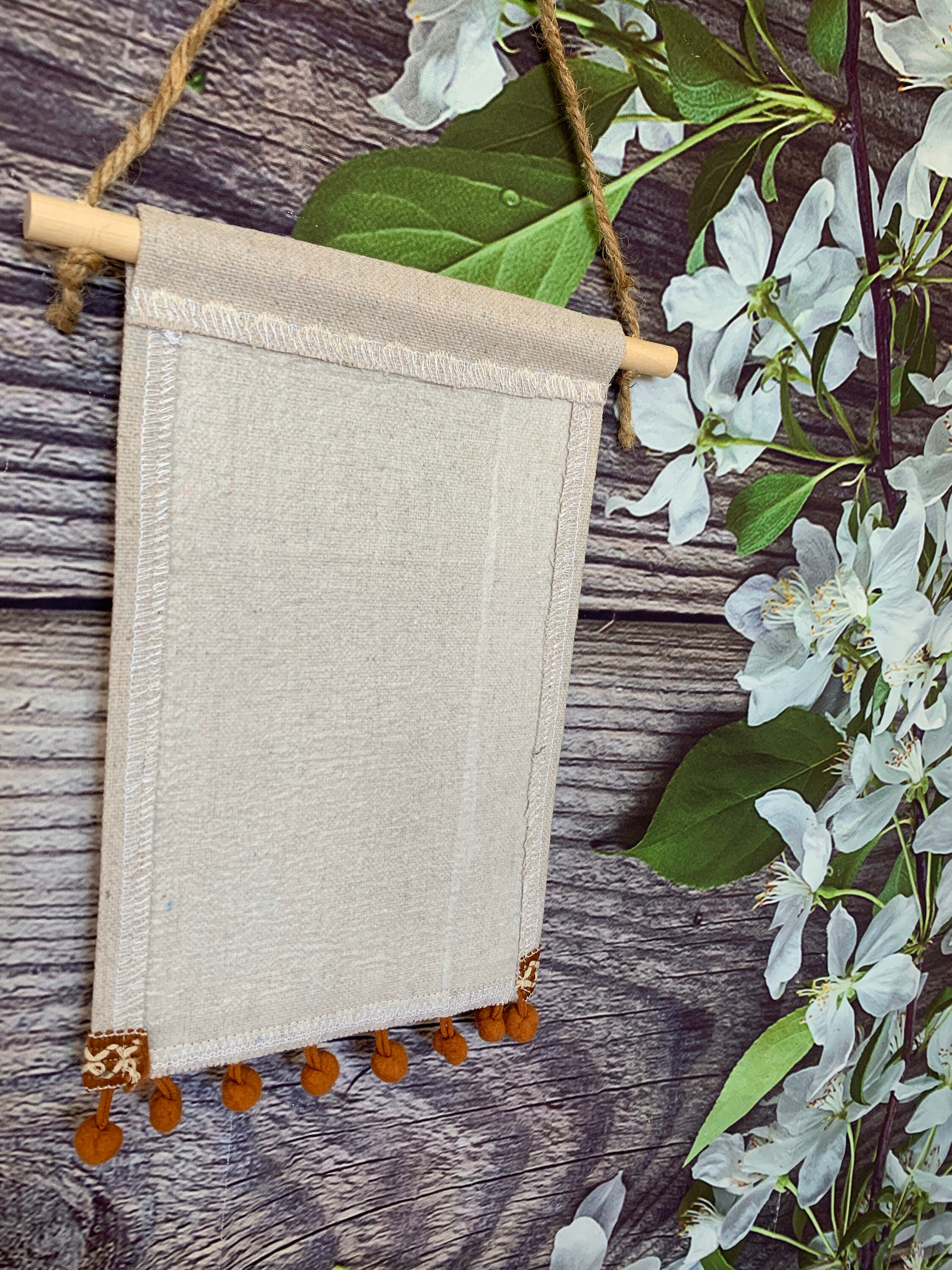 Large Tall Natural Color Blank Canvas Banner With Beautiful Vintage