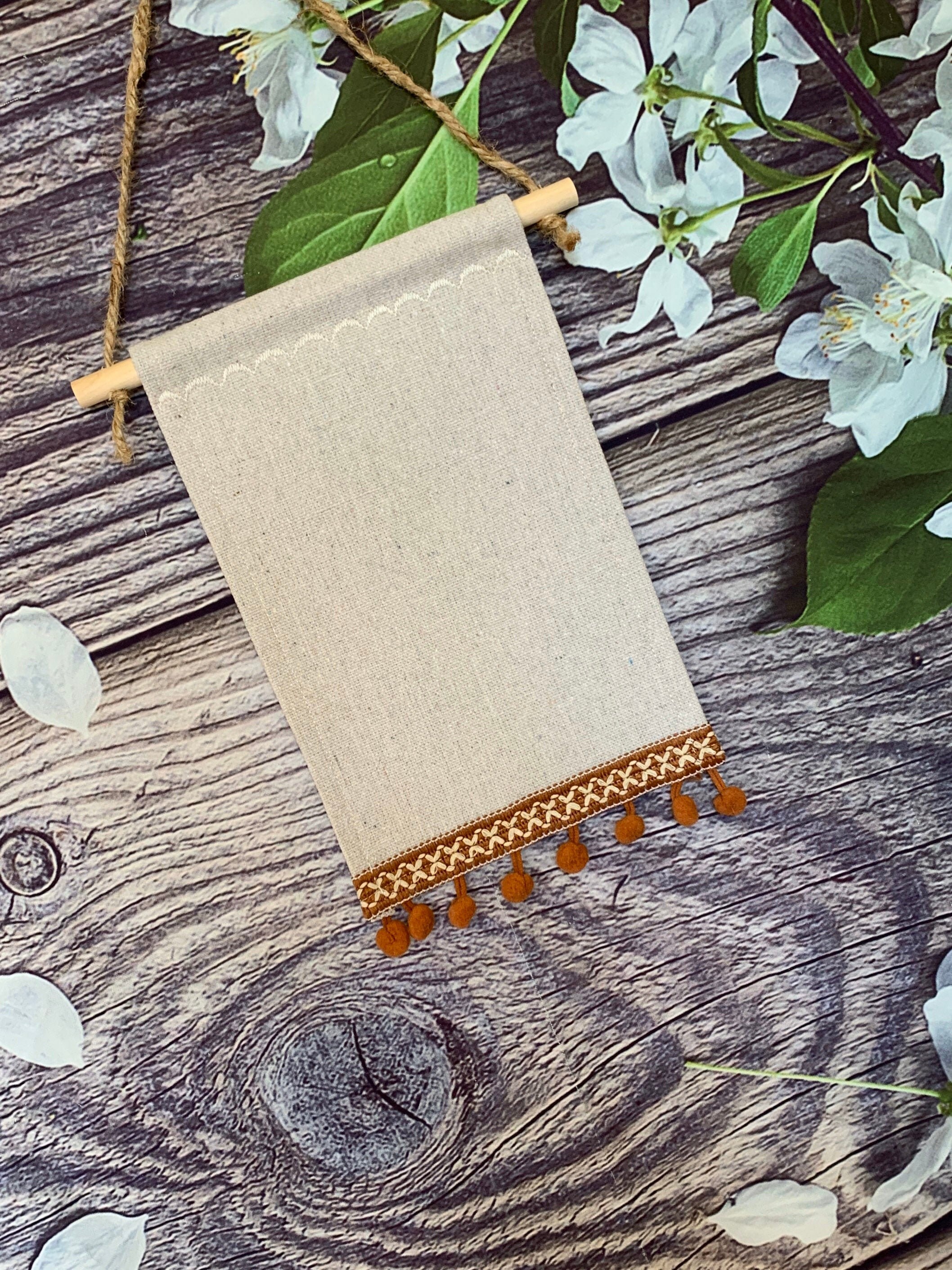 Large Tall Natural Color Blank Canvas Banner With Beautiful Vintage