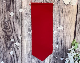Red Enamel Pin Banner, Pin Display, Enamel Lapel Pin Display, Enamel Storage, Tall Pin Pennant In Red, Duck Canvas Pin Banner