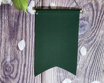 Forest Green Pin Banner With Swallow Tail, Enamel Pin Pennant, Canvas Pin Banner Swallow Tail, Wall Pin Display, Large Canvas Pin Banner