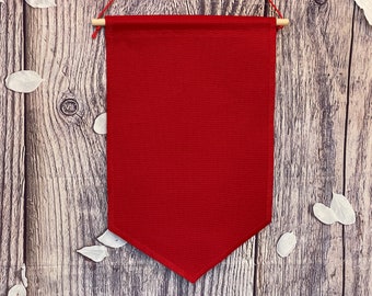 Blanco rode canvas banner, emaille pin banner, pin banner, pin wimpel, klassieke vorm pin banner zonder achterkant, pin opslag en display