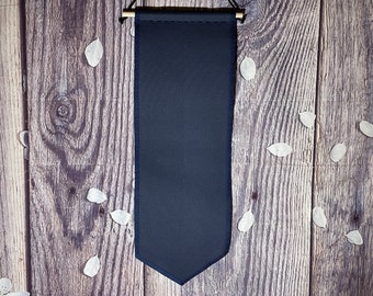 NAVY BLUE Enamel Pin Banner, Pin Display, Enamel Lapel Pin Display, Enamel Storage, Tall Pin Pennant In Natural, Duck Canvas Pin Banner