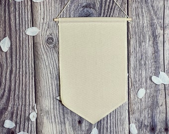 Grote blanco canvasbanner, emaille pinbanner, pinbanner, pinwimpel, klassieke vormpinbanner zonder steun, pinopslag en weergave
