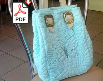 Drawstring quilted design backpack PDF pattern sewing Tutorial