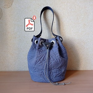 Drawstring quilted design bag PDF pattern sewing Tutorial