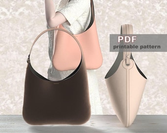 Leder Tasche Sattlerstich Hobo Bag Muster