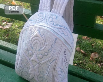 quilted back pack pdf sewing pattern, easy to sew with sewing tutorials