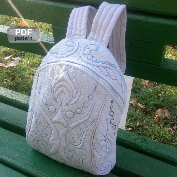 quilted back pack pdf sewing pattern, easy to sew with sewing tutorials