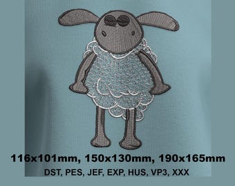 Schaf Stickdatei, 4-farbig, 116 x 101 mm, digitaler Download