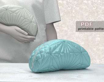 Gesteppte Kulturtasche PDF Schnittmuster: Geometrische Reißverschlusstasche (28x10x15cm)