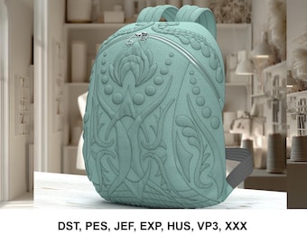 Rucksack Stickmuster - 4 Teile (Vorne, Hinten, Seitlich, Oben), 2-fädig, digitale Download-Datei