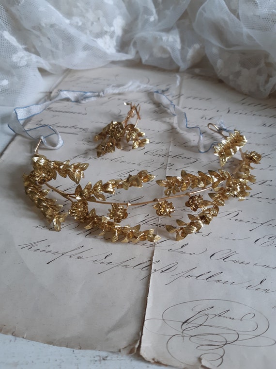 Antique tiara, bridal crown, with brooch, Art Deko
