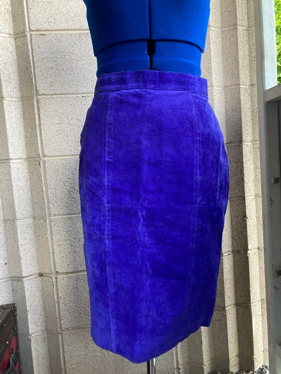 Vintage 100% Leather Suede Purple Skirt