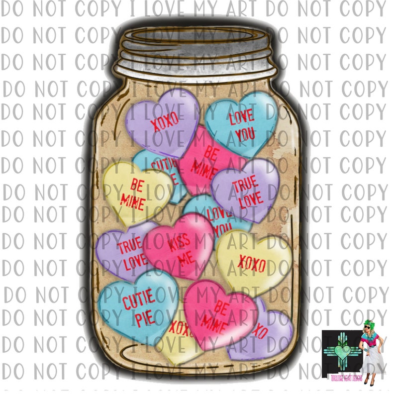 Jar of Conversation Hearts Etsy