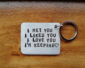 I Met You I'm Keeping Heart Valentine's Day Gift Keychain Gift For Girlfriend Boyfriend Couple Gift Fiance Unique Gift Anniversary Husband