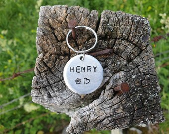 Henry Dog Name Pet tag Puppy tag Dog tag Dog ID Silver Dog Tag Aluminium Tag for Dogs Hand Stamped Dog ID Christmas Gift Pet ID Tag