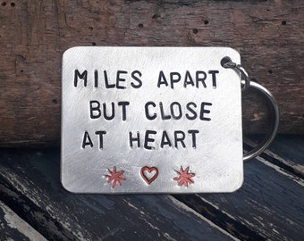 Miles Apart but Close at Heart Valentine's day gift KeyChain Long Distance Gift Custom Keychain Him Her Personalized Wife Husband