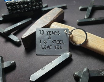 13 Years & I Steel Love You Christmas day Keychain Keyring Husband My love Gift Anniversary  Christmas sale Boyfriend Girlfriend Dad