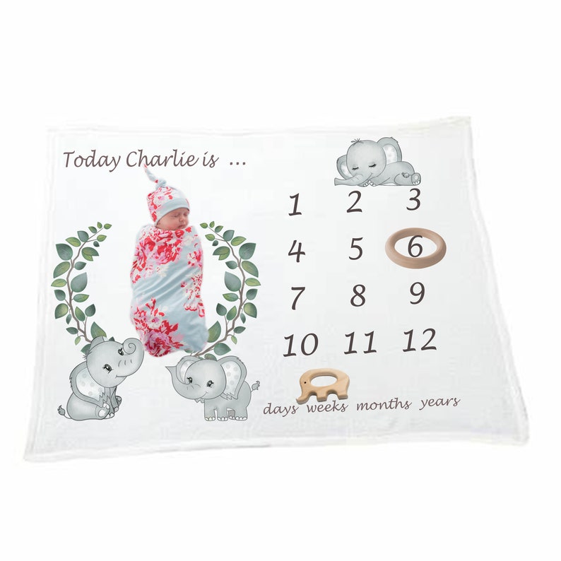 Elephant Milestone Blanket Baby Age Blanket New Baby Gift Etsy UK
