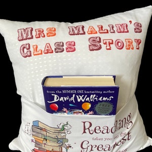 Personalised Teacher Pocket Book Cushion Cover. Perfect teacher gift.