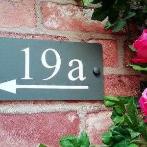 Acrylic House Number, Numbers, Sign, Signs, Inlaid Digits, With Directional Arrow Head, 1, 2, 3 or 4 digits, Slate Grey Colour / Matt Black image 4