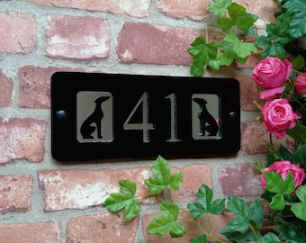 Acrylic House Number Sign with Personalised Motif  - Bichon Frise / Yorkie / Whippet / Greyhound / Labrador / OTHER BREEDS / OWL