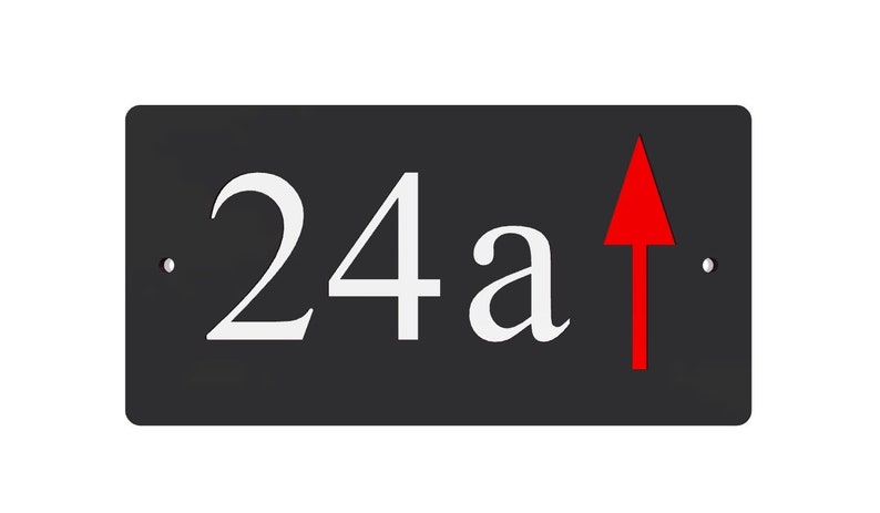 Acrylic House Number, Numbers, Sign, Signs, Inlaid Digits, With Directional Arrow Head, 1, 2, 3 or 4 digits, Slate Grey Colour / Matt Black image 6