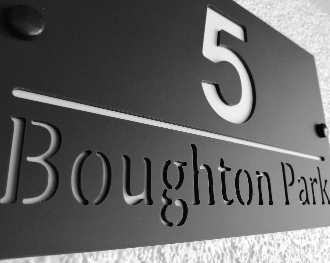 Contemporary Acrylic House Sign Number. Slate Grey Colour or Etsy