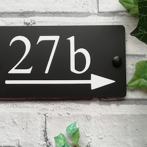 Acrylic House Number, Numbers, Sign, Signs, Inlaid Digits, With Directional Arrow Head, 1, 2, 3 or 4 digits, Slate Grey Colour / Matt Black image 5