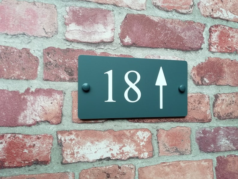 Acrylic House Number, Numbers, Sign, Signs, Inlaid Digits, With Directional Arrow Head, 1, 2, 3 or 4 digits, Slate Grey Colour / Matt Black image 9
