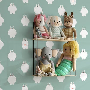 Carta da parati per bambini con orsi polari, murale a buccia e bastone, modello per la stanza dei bambini in colori pastello, decorazione murale autoadesiva per bambini