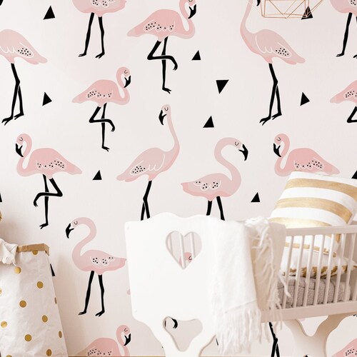 Flamingo Wallpaper for Nursery Peel and Stick Wall Mural - Etsy