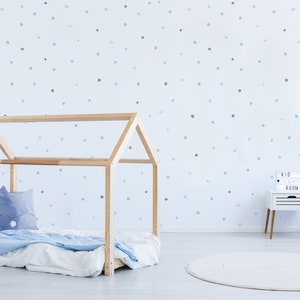 Kids wallpaper blue dots, removable wallpaper, wall decal, nursery wallpaper, peel and stick wallpaper, wall mural, temporary wallpaper