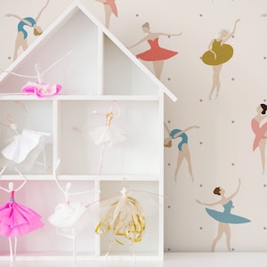 Ballet dancers wallpaper, self adhesive wall mural, nursery wallpaper, girls room wallpaper, peel and stick wall decal, removable wallpaper