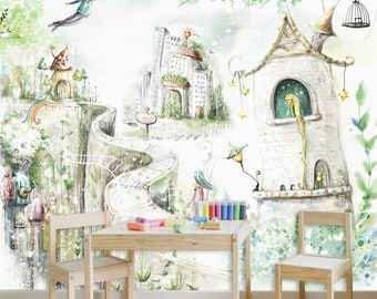 Magical land self adhesive wallpaper, nursery wallpaper, paper peint adhésif, removable wallpaper, peel and stick wallpaper, wall mural