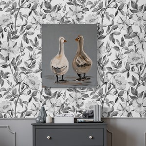 Floral nursery wallpaper, peel and stick removable wallpaper, wall decor for kids room, self adhesive wallpaper